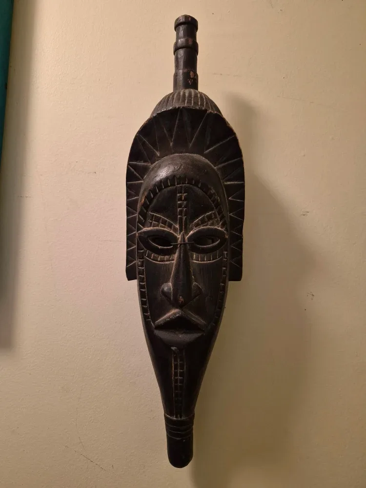 Vintage African Wood Mask Wall Decor