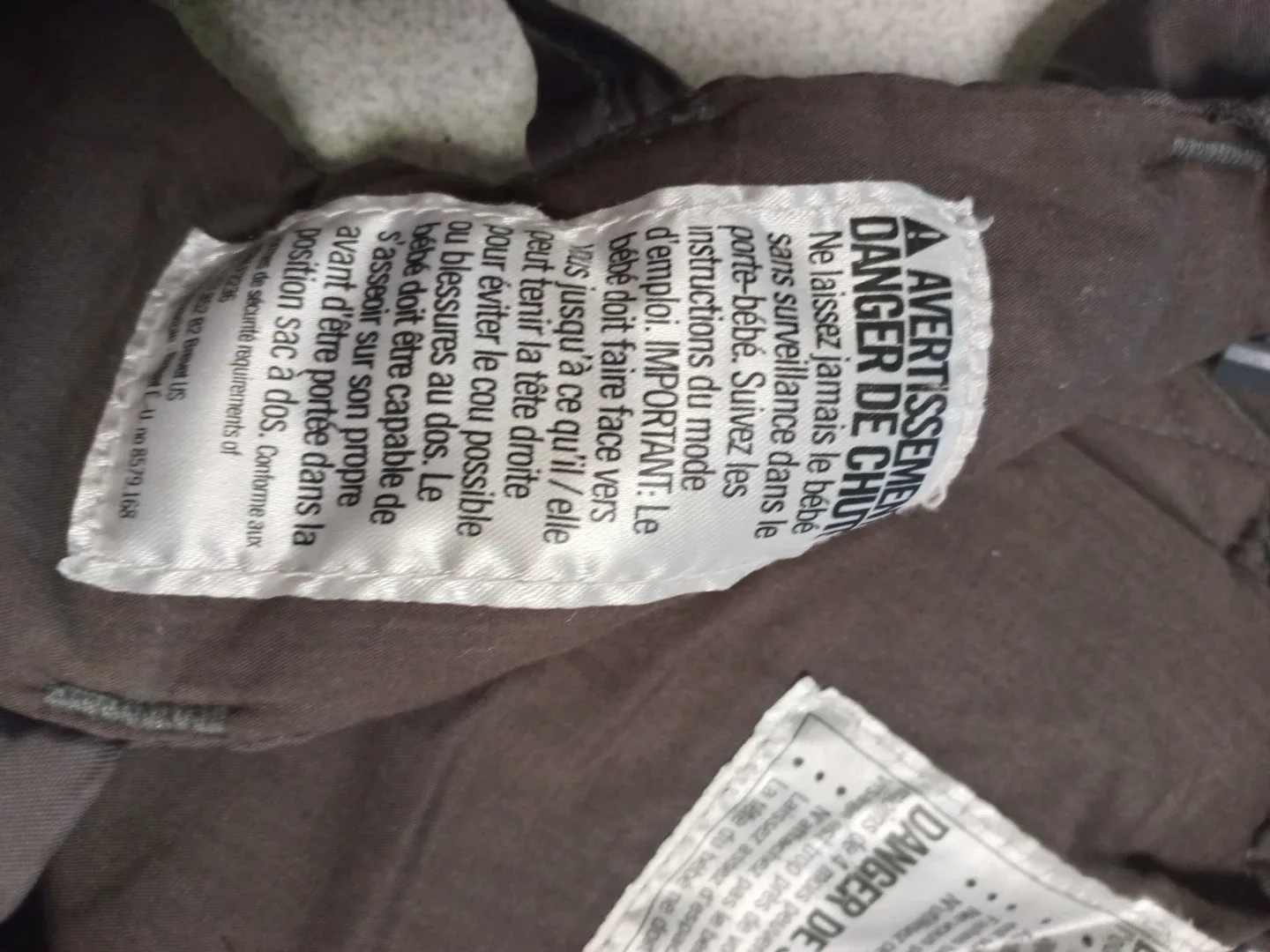 Baby Carrier - Fall & Suffocation Hazard