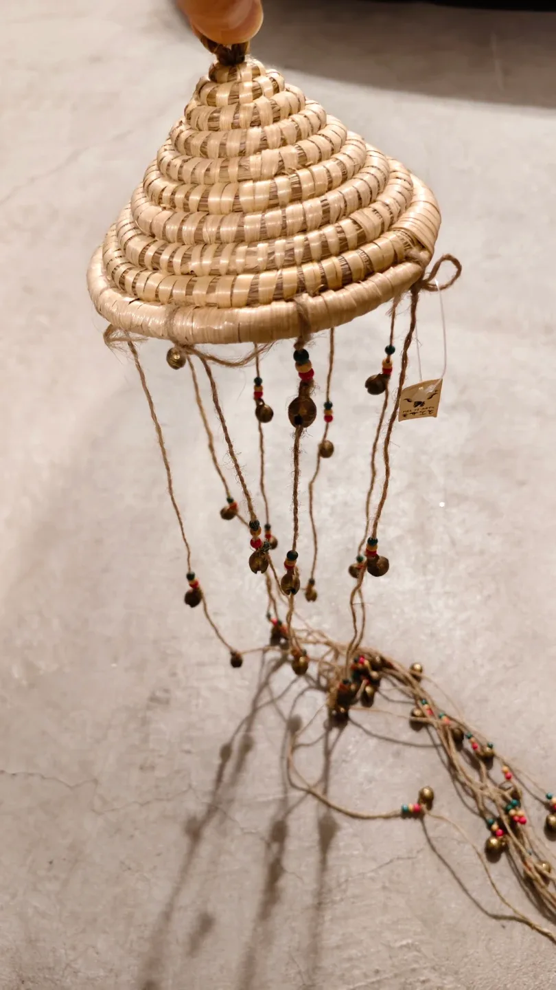 New Woven Straw Hanging Ornament with Bells