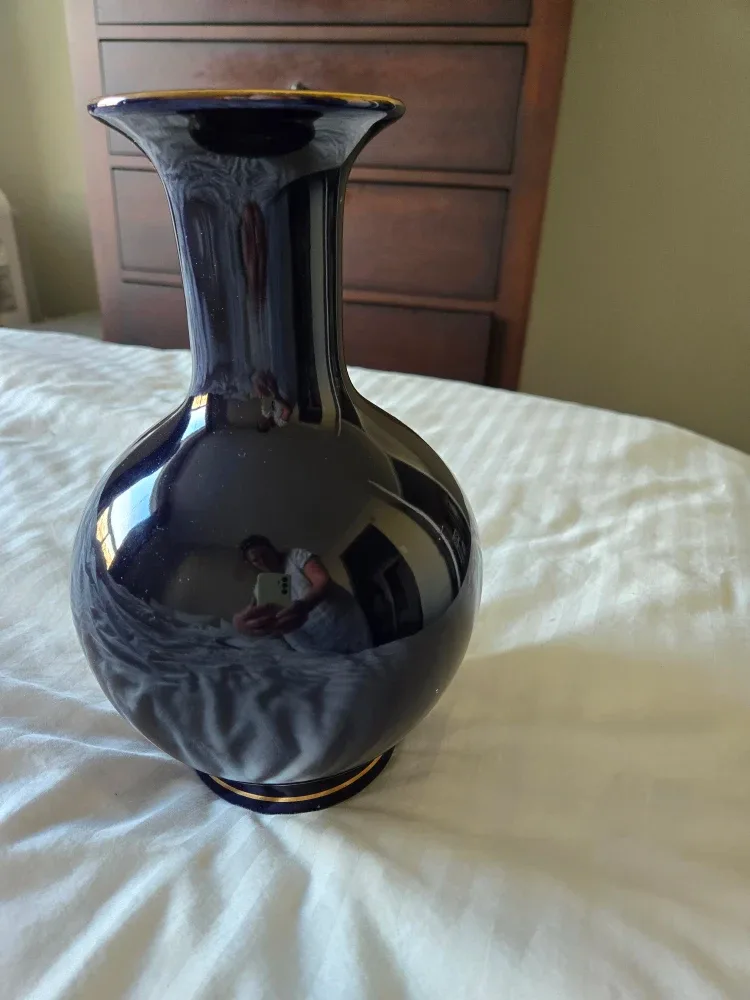 Vintage Peacock Vase - Dark Blue & Gold image indicator(4)