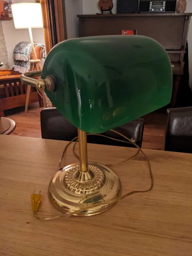 Banker's Lamp - Green & Brass