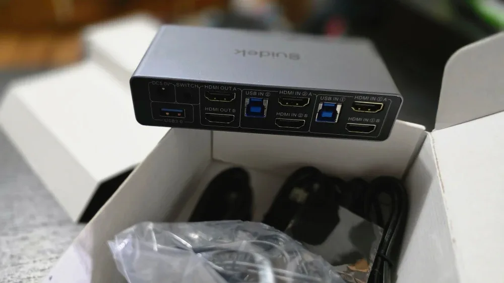 Suidek HDMI KVM Switch Dual, Controller & 2 USB Cables - New image indicator(3)