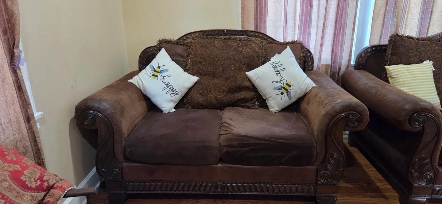 Used Brown Sofa and Loveseat Set