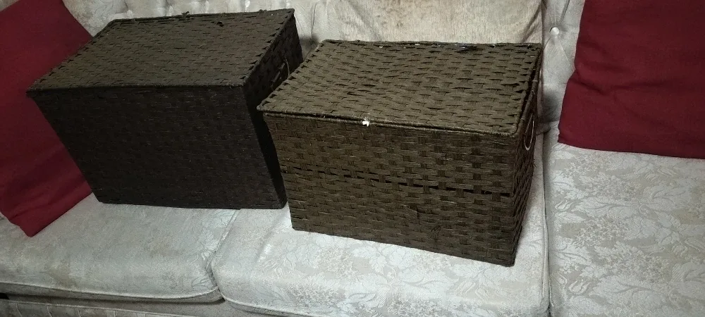 Woven Storage Baskets with Lids - Set of 2