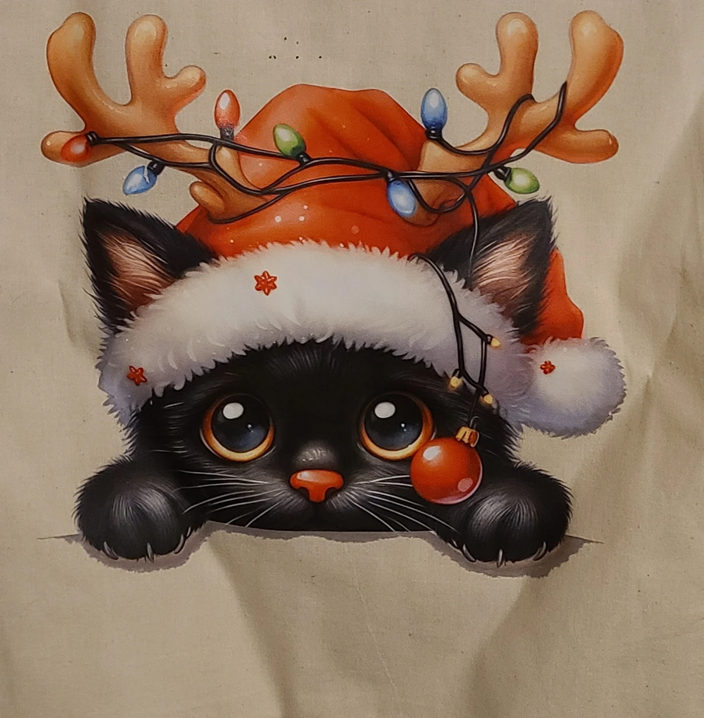 Handmade Christmas Cat Tote Bag