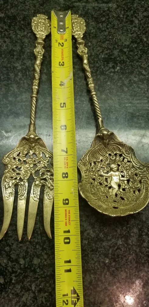 Vintage Ornate Brass Serving Set image indicator(6)