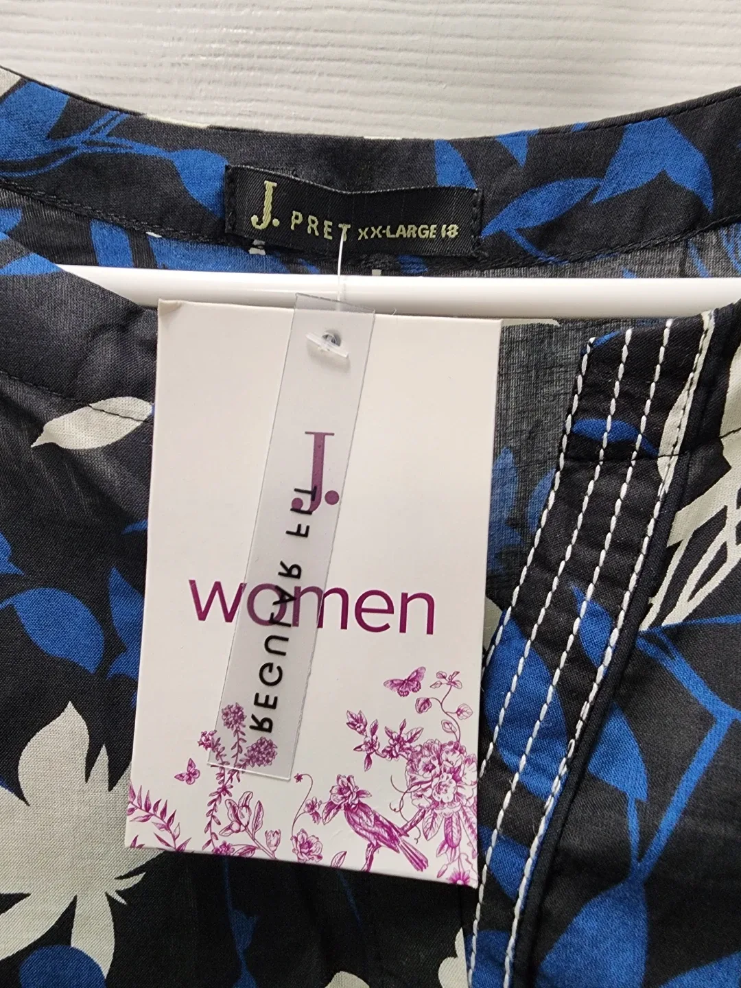 New J.PRET Black Floral Tunic Top and dupatta - XXL