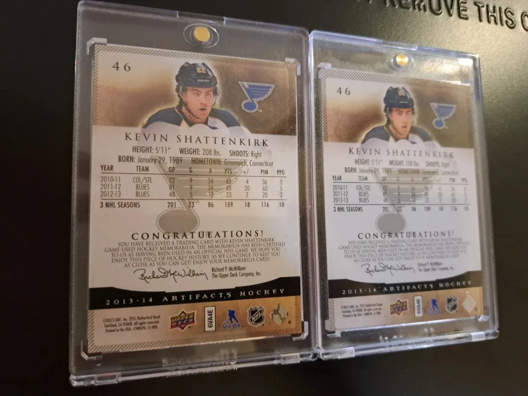 Kevin Shattenkirk 2013-14 Artifacts Hockey Card gold and Emerald image indicator(4)