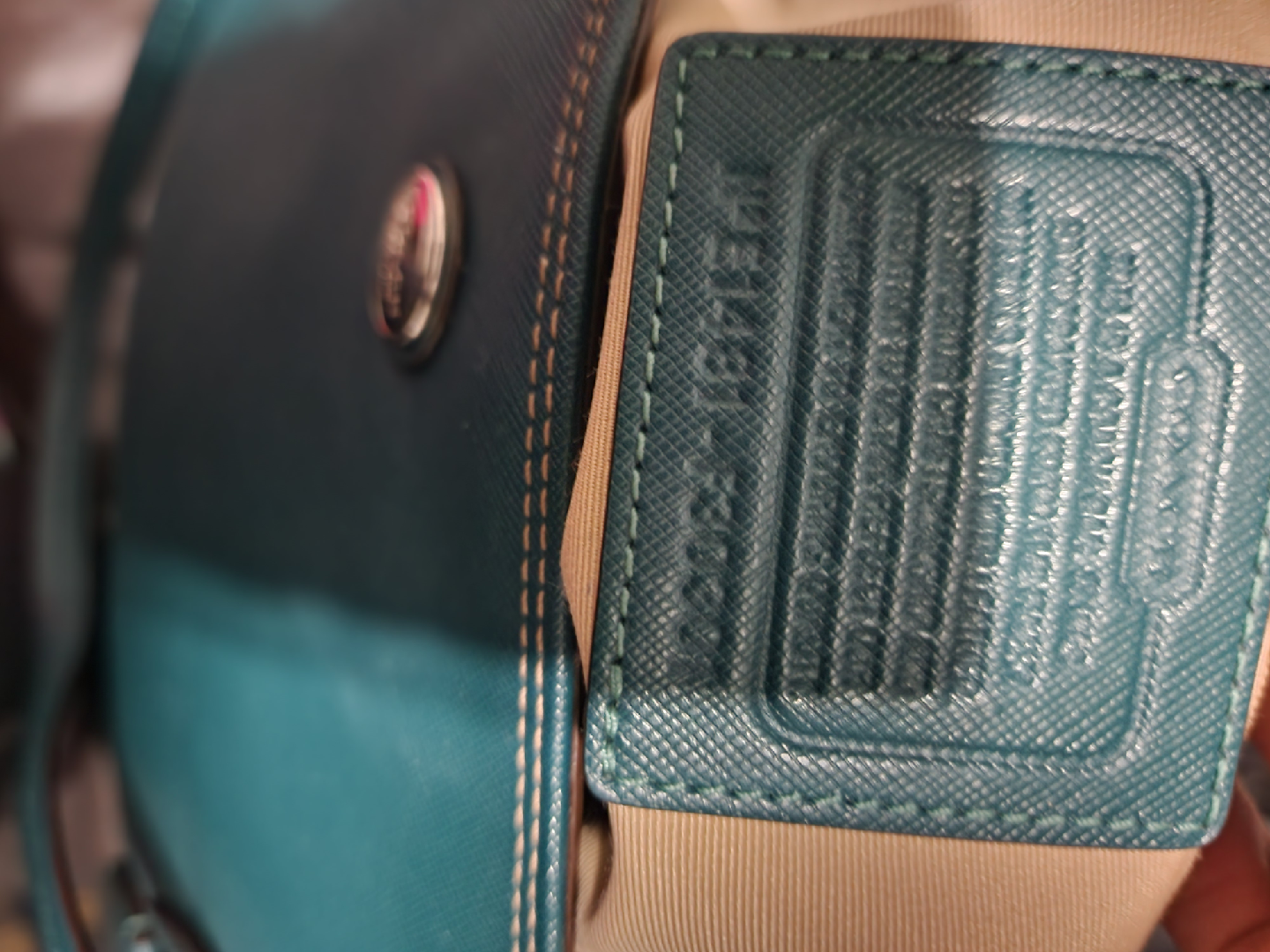 Coach Teal Leather & Signature Canvas Tote Bag - photo 5