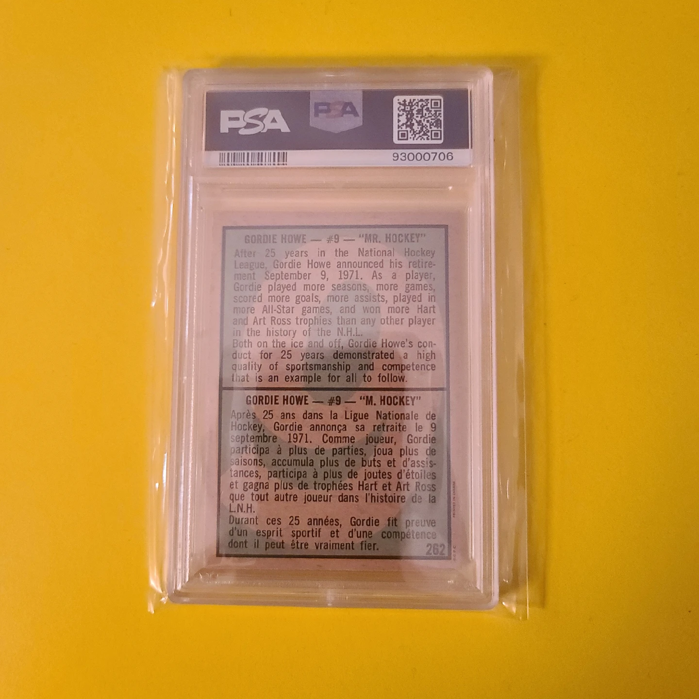 Gordie Howe Special Collector's Card 71/72 OPC - photo 2