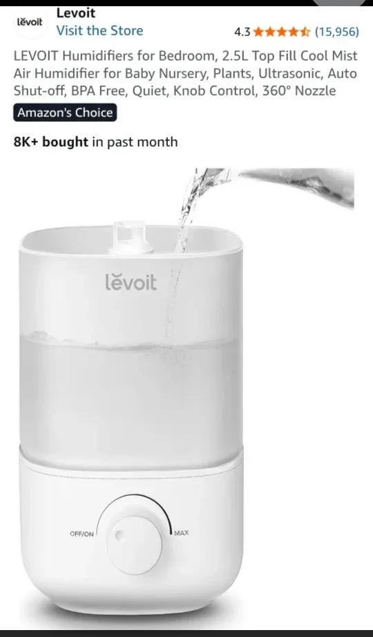 Levoit 2.5L Top Fill Cool Mist Air Humidifier