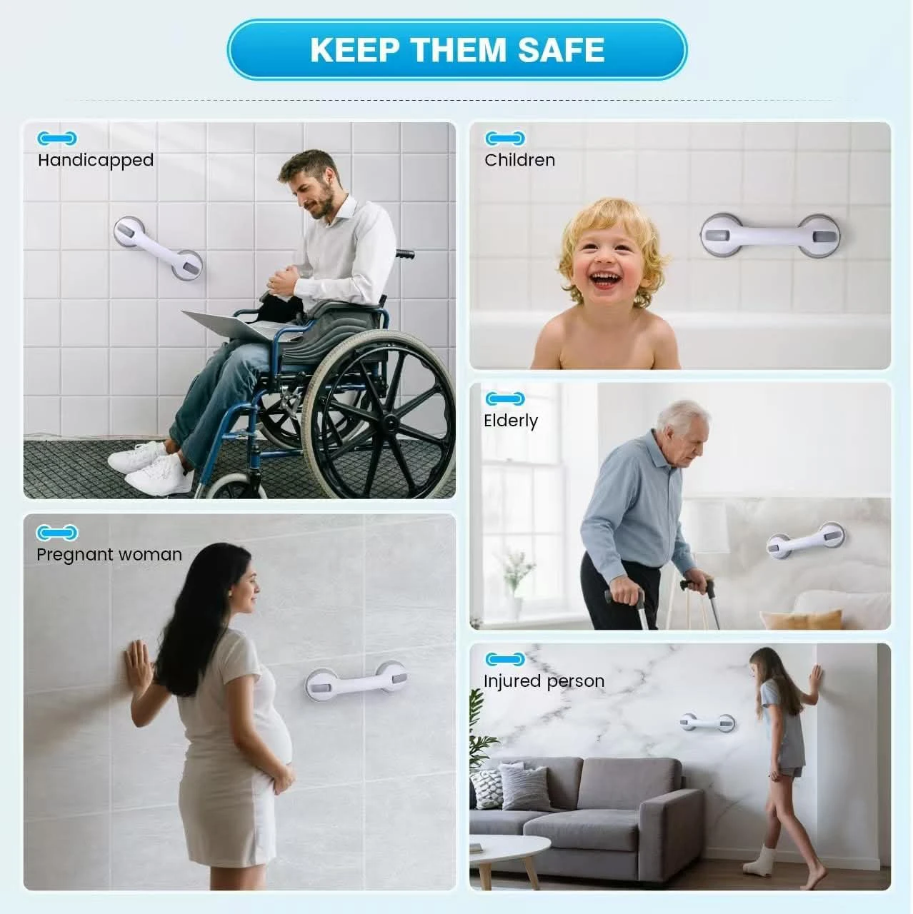 New~Bathroom Safety Grip, 12 In(2 PK) - photo 3