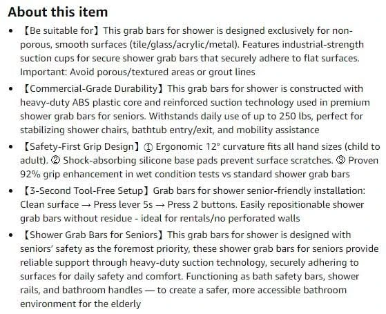 New~Bathroom Safety Grip, 12 In(2 PK) - photo 5