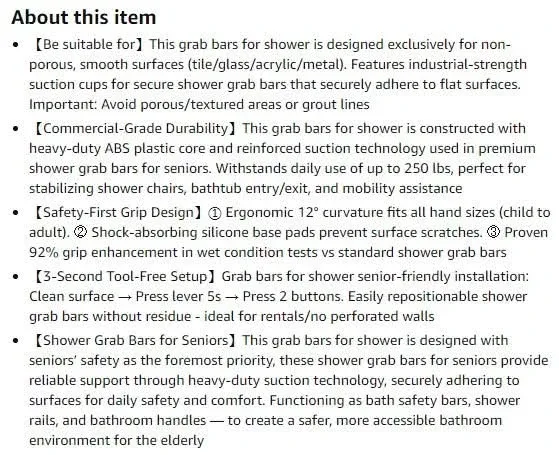 New~Bathroom Safety Grip, Rem, Wp,12 In(2 PK) image indicator(5)