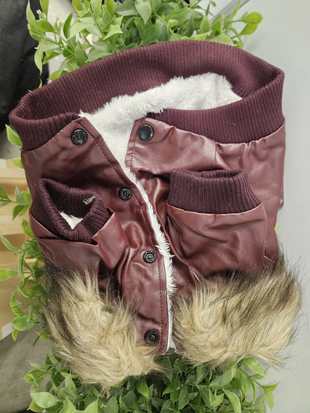 New Faux Leather Dog Coat, Size L