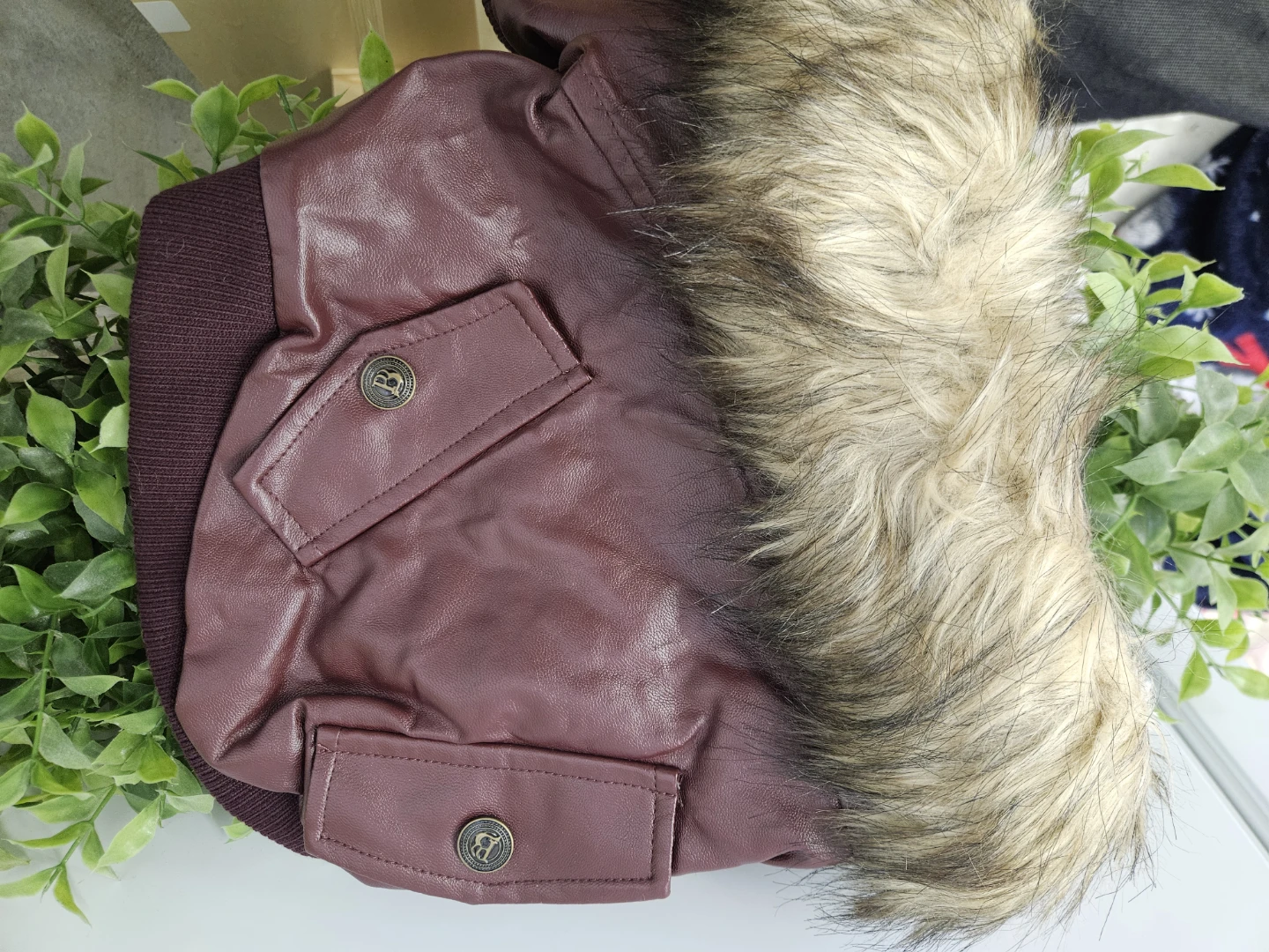 New Faux Leather Dog Coat, Size L - photo 2