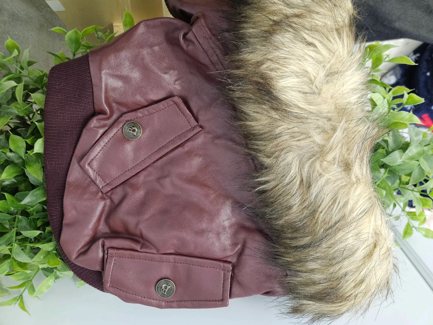 New Faux Leather Dog Coat, Size L image indicator(2)