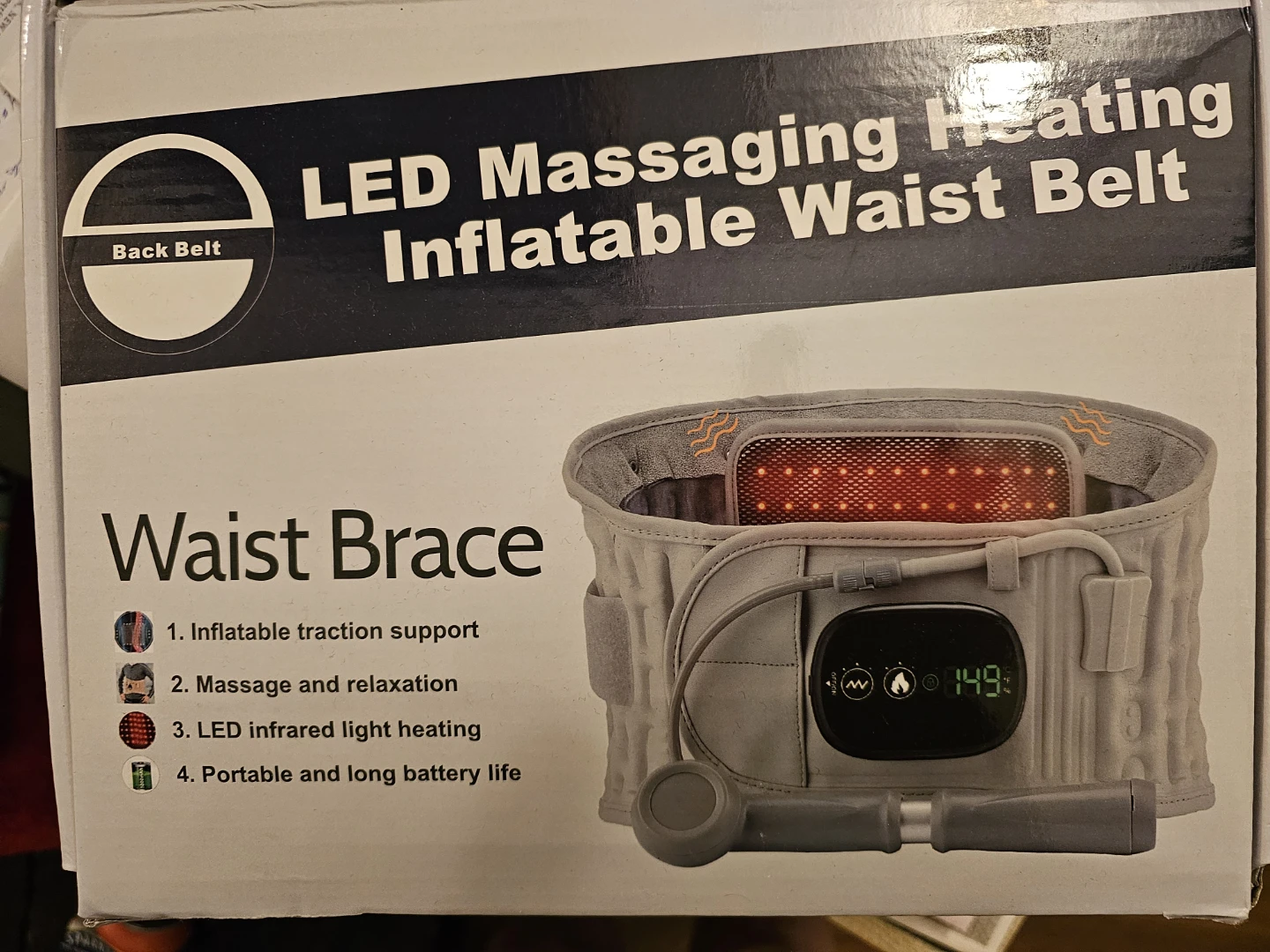 RED LIGHT LED Massaging Heating Inflatable Waist Belt