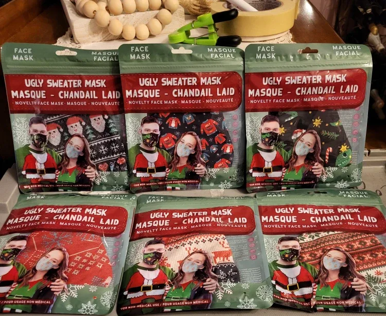 Ugly Sweater Holiday  Novelty Face Masks Total of 3 image indicator(2)