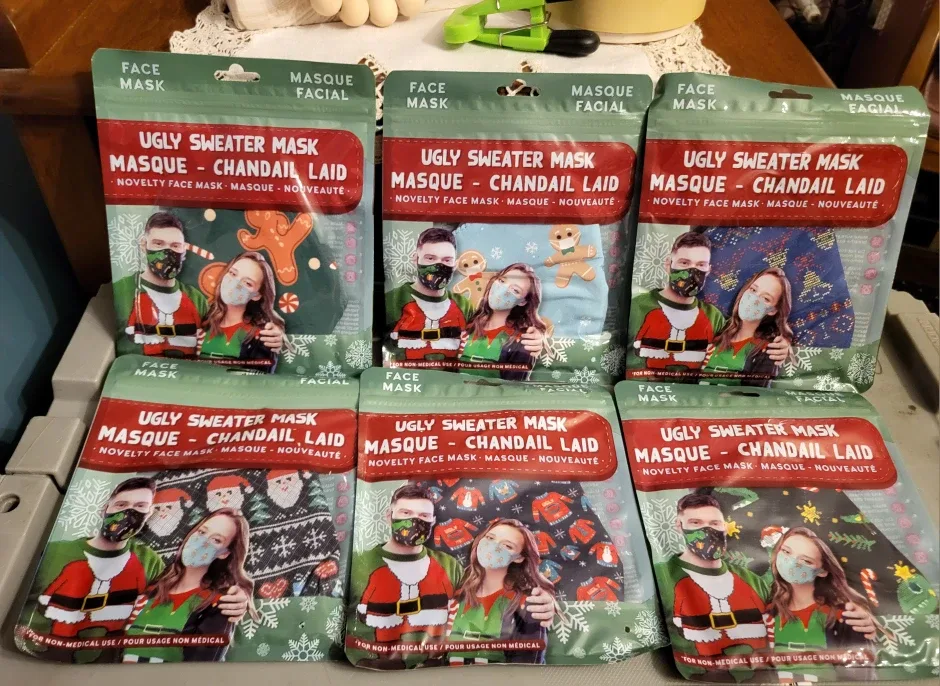 Ugly Sweater Holiday  Novelty Face Masks Total of 3 image indicator(3)