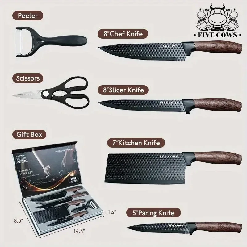 FIVE COWS Kitchen Knife Set - New in Box! image indicator(3)