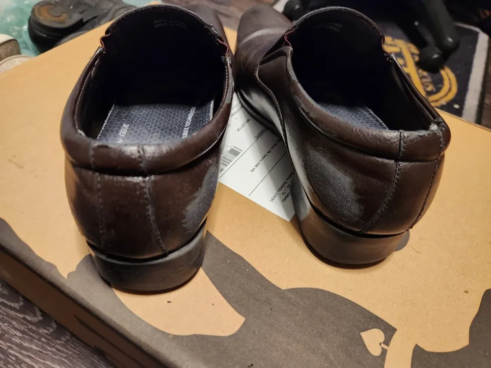 Bata Brown Genuine Leather Slip-On Dress Shoes US Men's Size 10 image indicator(3)