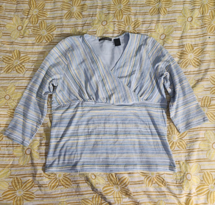 Blue & yellow striped Liz Claiborne babydoll top