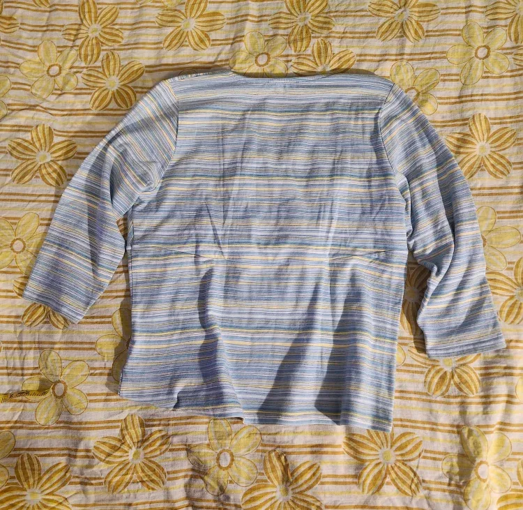 Blue & yellow striped Liz Claiborne babydoll top image indicator(2)