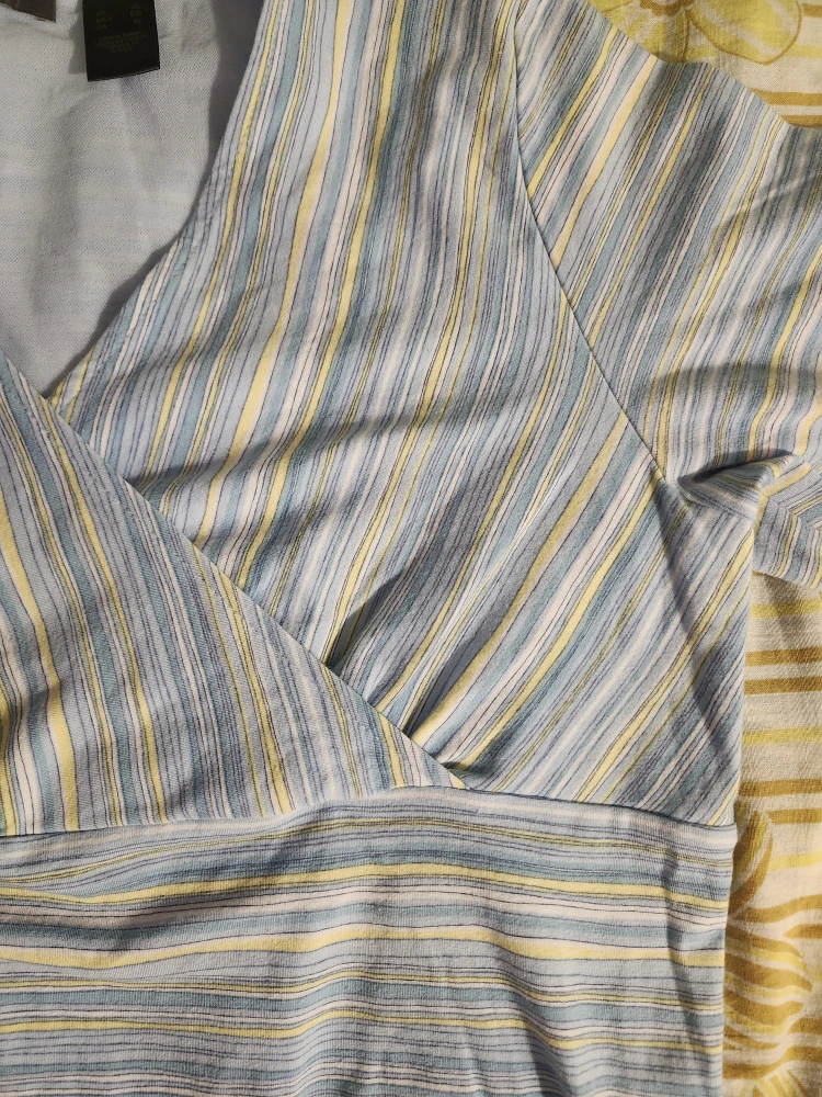 Blue & yellow striped Liz Claiborne babydoll top - photo 3