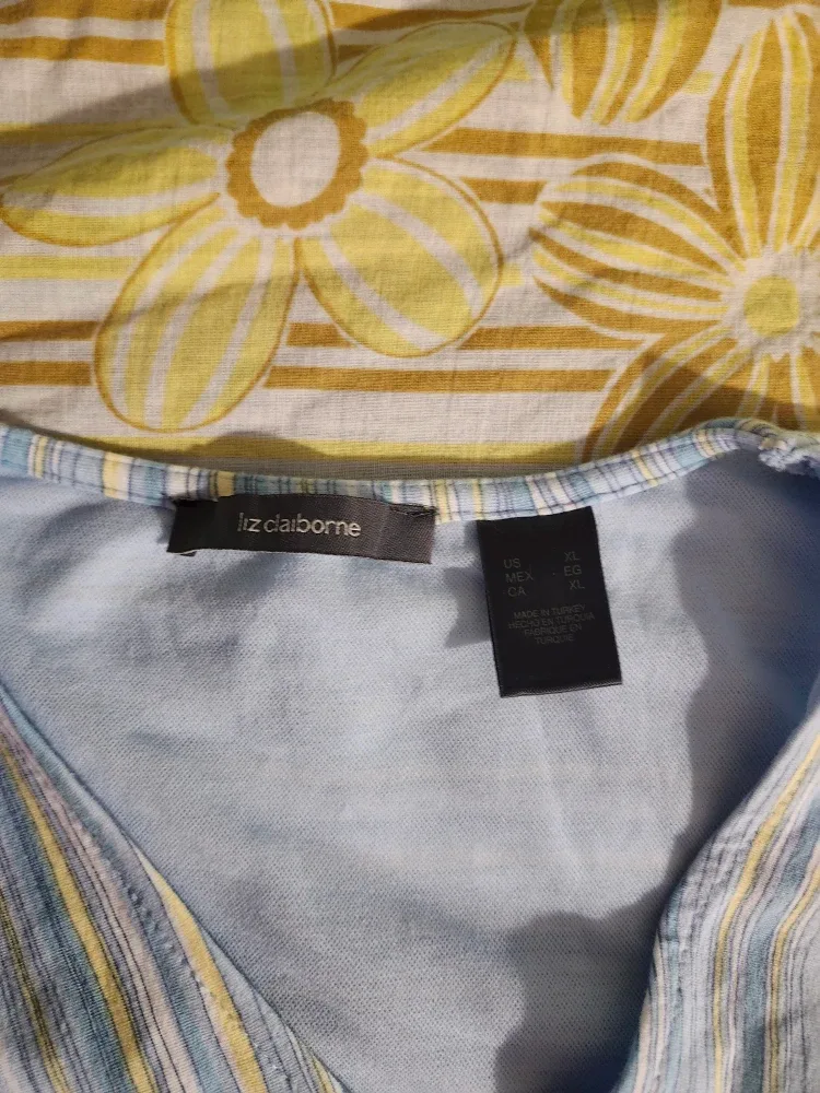Blue & yellow striped Liz Claiborne babydoll top image indicator(4)