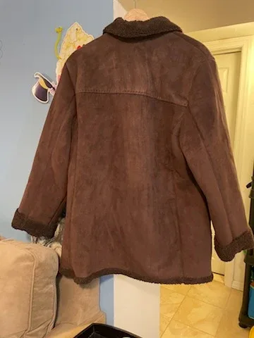 Jones New York Brown Faux Suede Coat - Size L image indicator(2)
