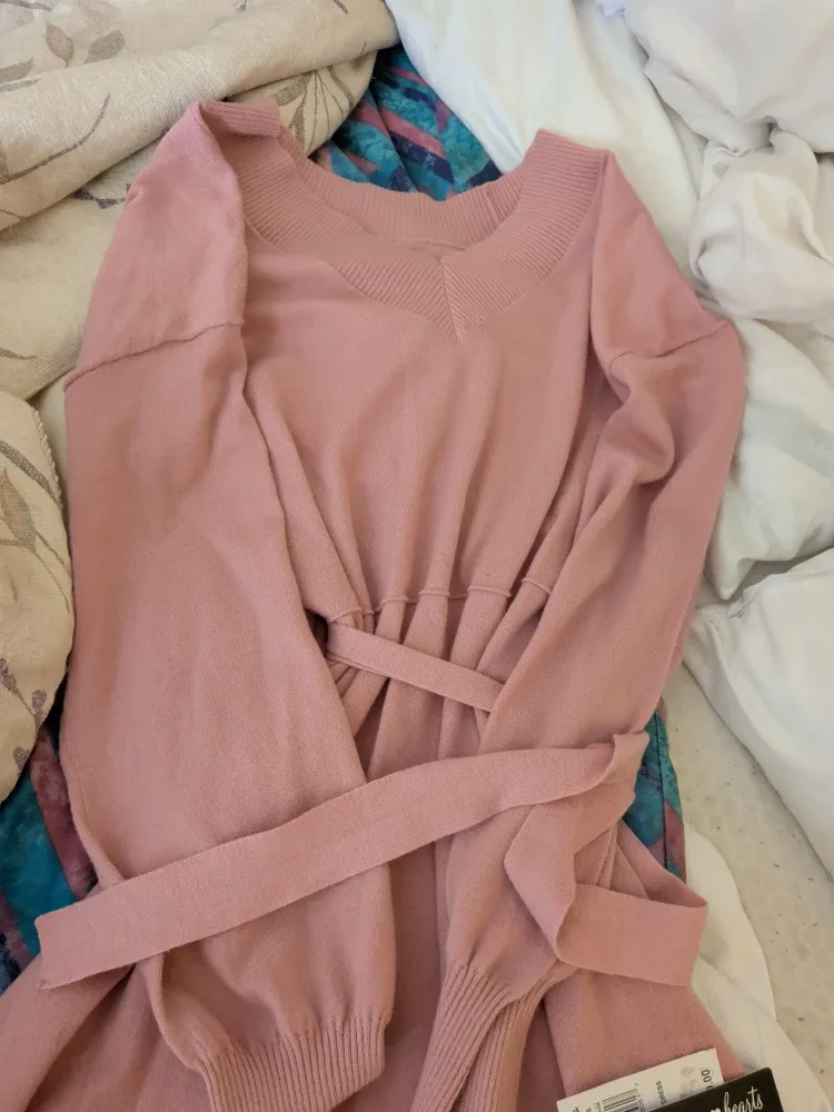 New Sequin Hearts Pink Sweater Dress image indicator(3)