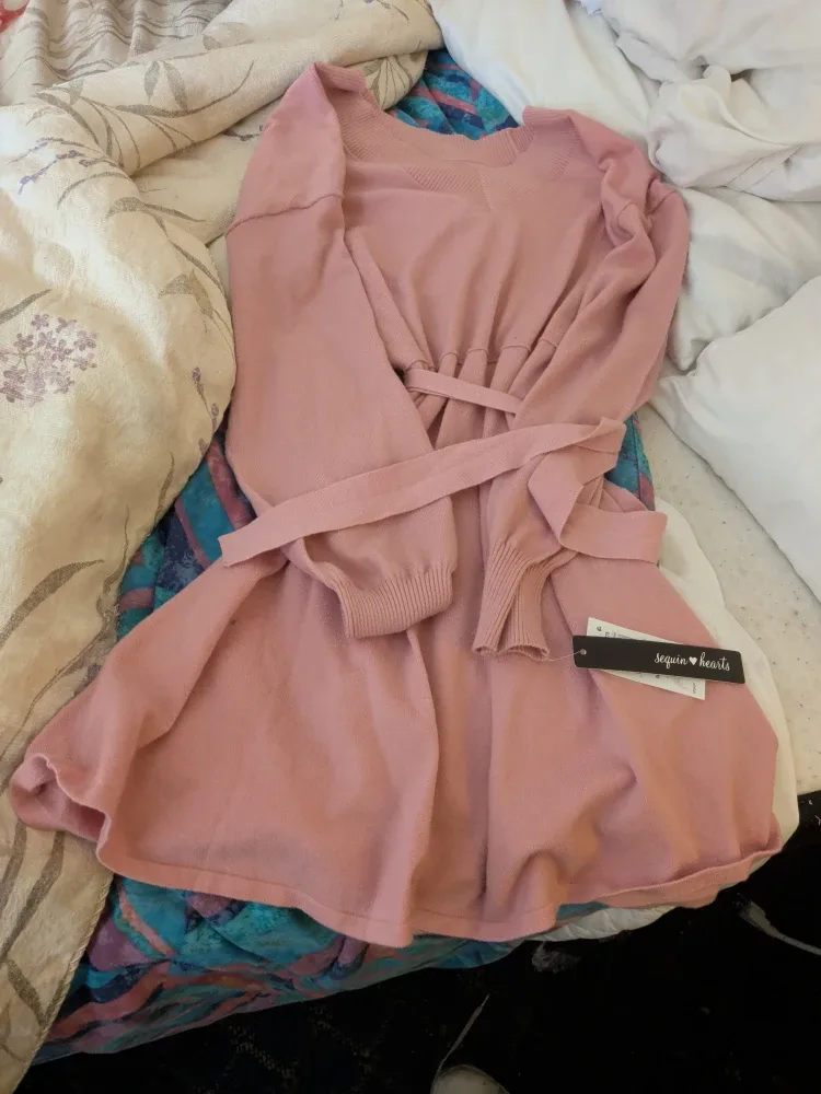 New Sequin Hearts Pink Sweater Dress image indicator(6)