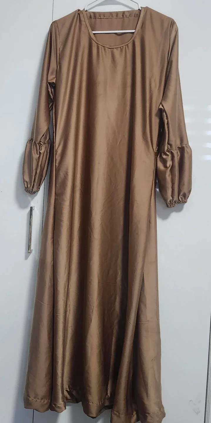 Gold biege satin abaya sz 56 like new thumbnail