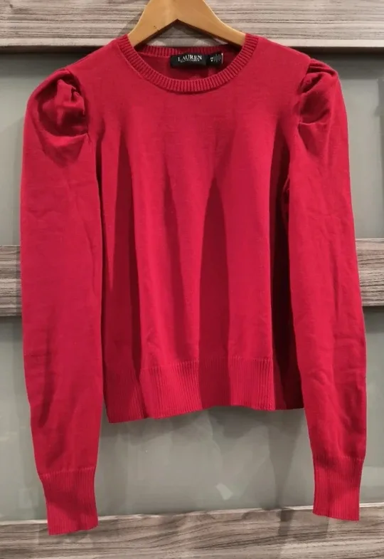 Ralph Lauren Red Puff Sleeve Sweater - Size M image indicator(7)