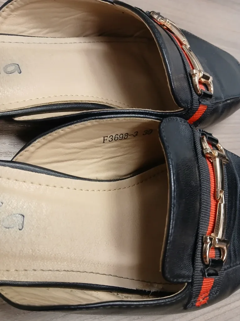 Codia leather black and gold loafers size 8 image indicator(4)