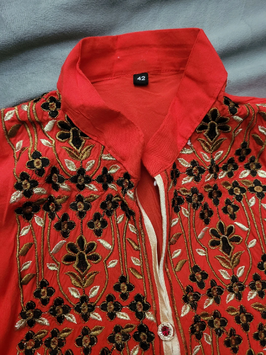 Red Embroidered Dress - Size 42,🥕 - photo 2