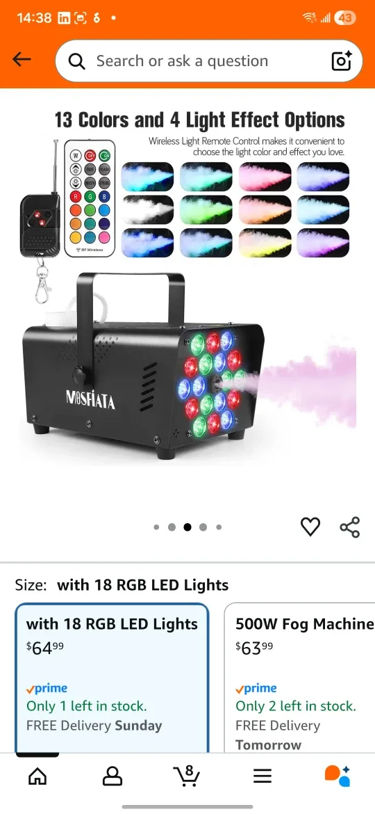 MOSFiATA Fog Machine with 18 RGB LED Lights image indicator(6)