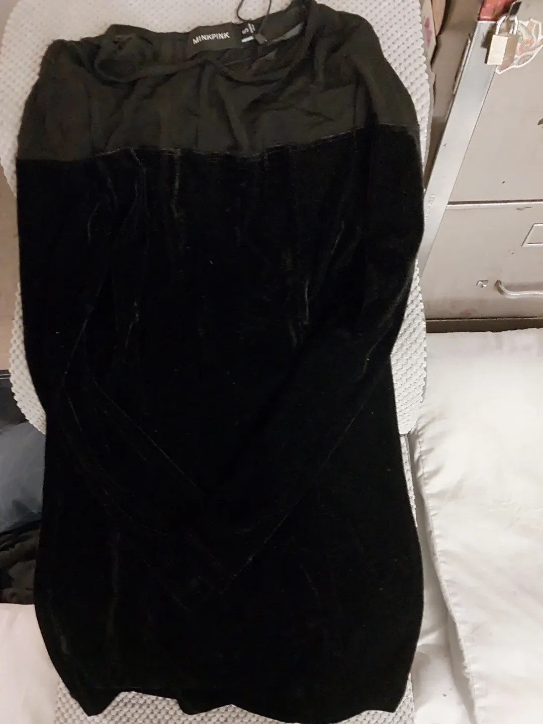 MINKPINK Black Velvet Mini Dress - Size S image indicator(3)