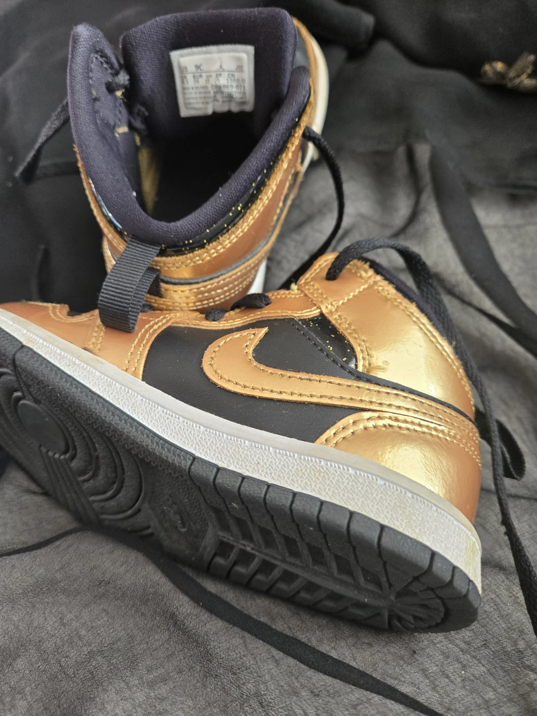 Jordan Air 1 Mid SE Gold/Black, Size 9C - photo 3