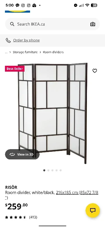 IKEA RISÖR Room Divider - White/Black