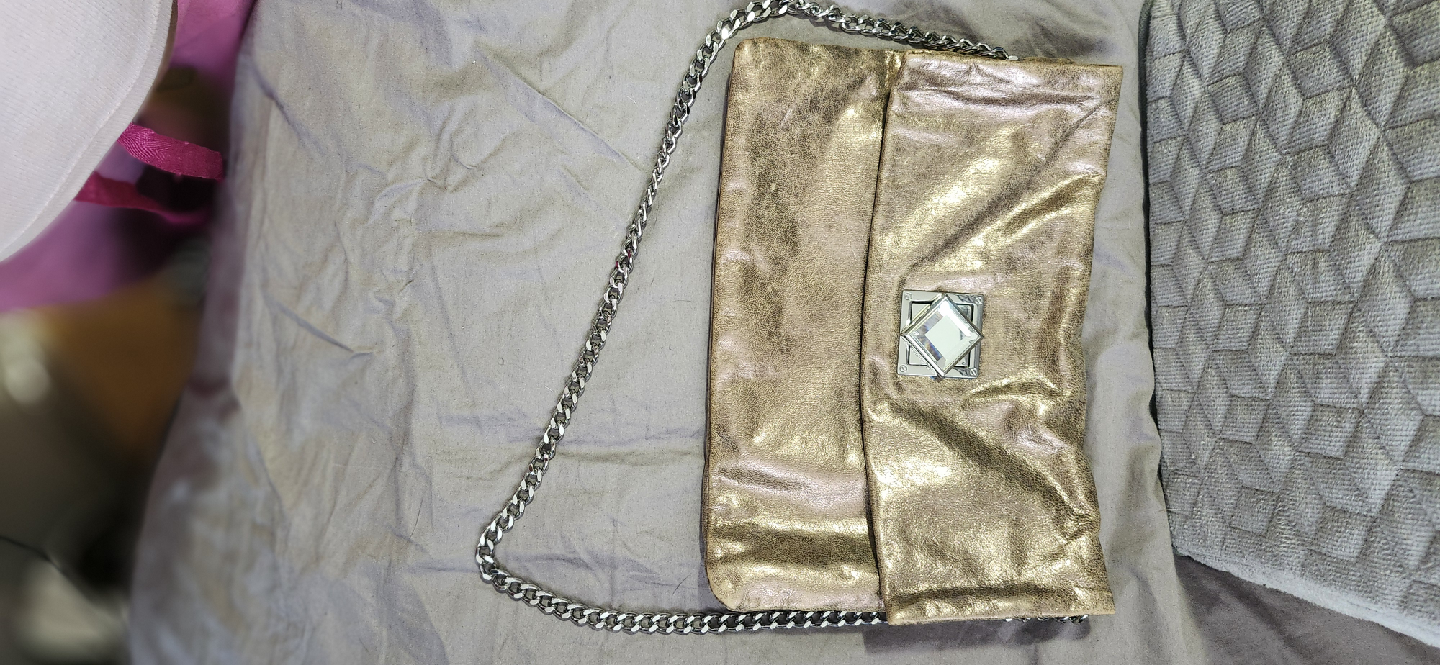 Metallic Gold Clutch with Chain Strap