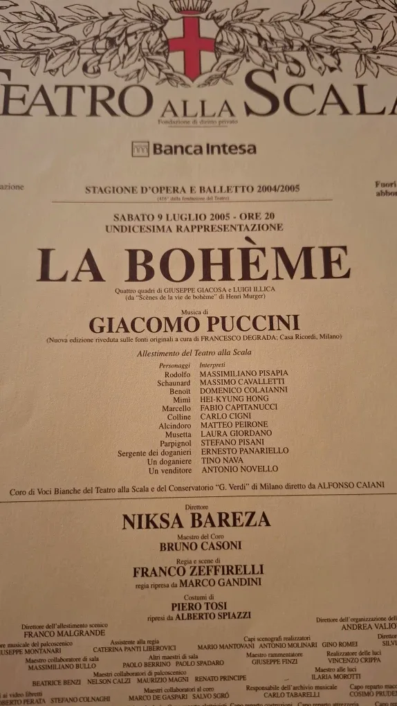 La Bohème Opera Program Sheet 2005 & LV Advert on Reverse image indicator(3)