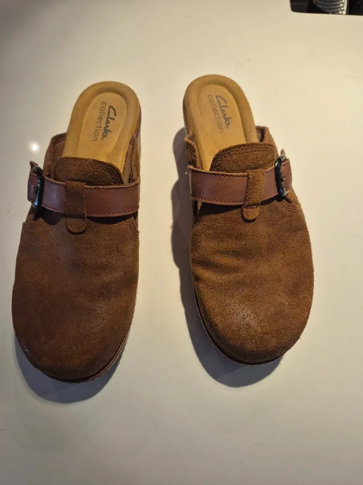 Clarks Collection Brown Suede Clogs image indicator(2)