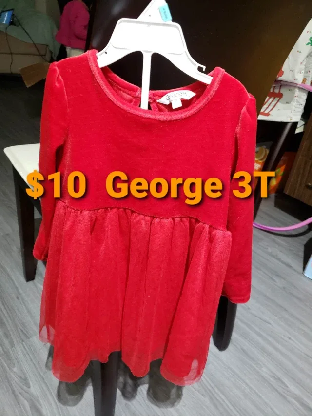 George Red Velvet Dress - Size 3T