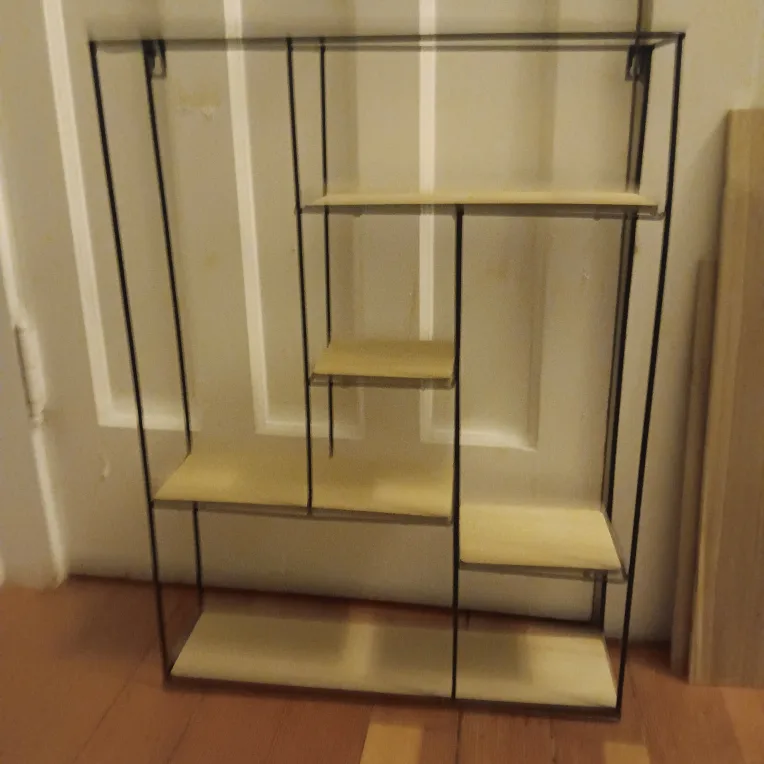 Geometric Wall Shelf - Black Metal & Wood