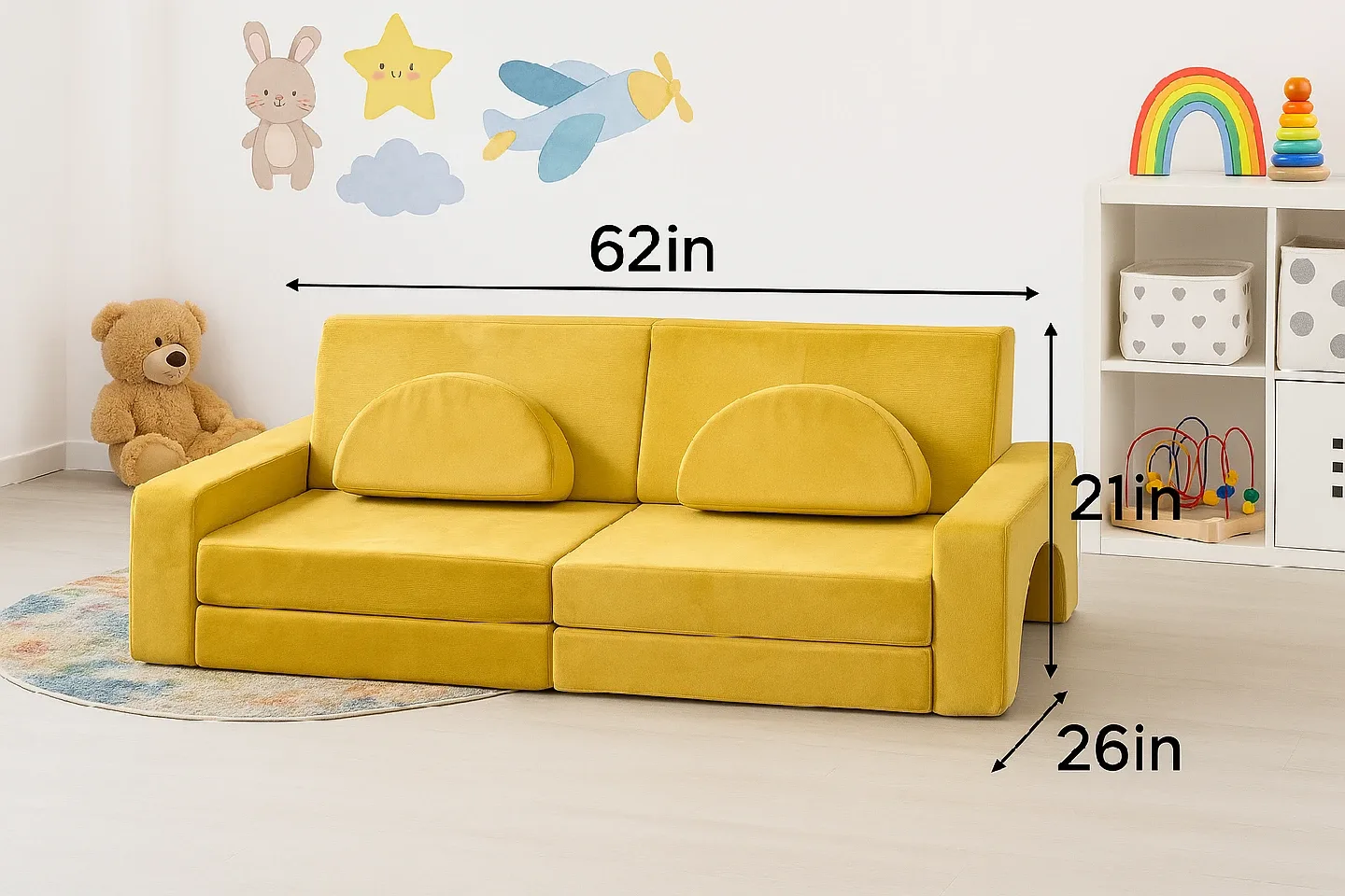 Kids Yellow Foam Play Couch - New in box image indicator(3)