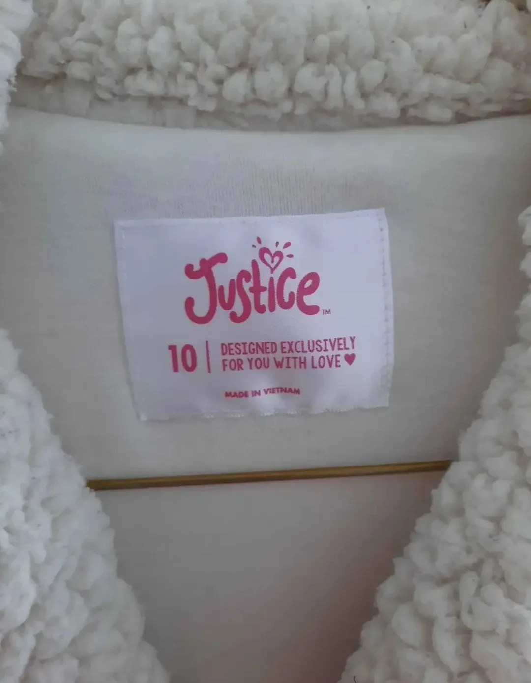 Justice Girls Cream Sherpa Jacket - Size 10 image indicator(3)