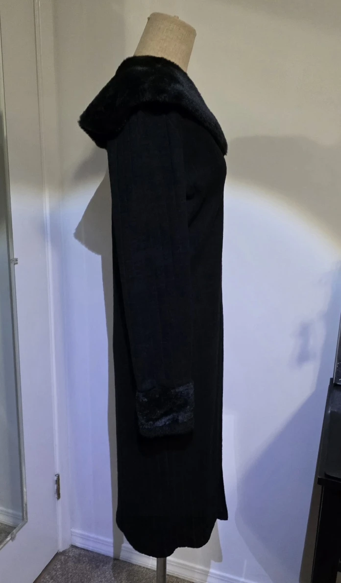 Black Fur Trim Cardigan - Size Small - photo 2
