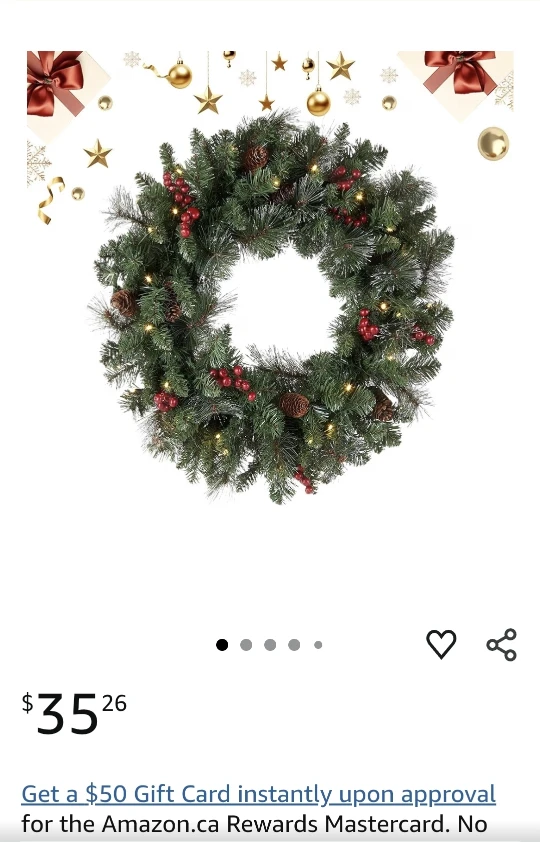 18 " Artificial Garland | with Hook Pine Cone Berry Christmas